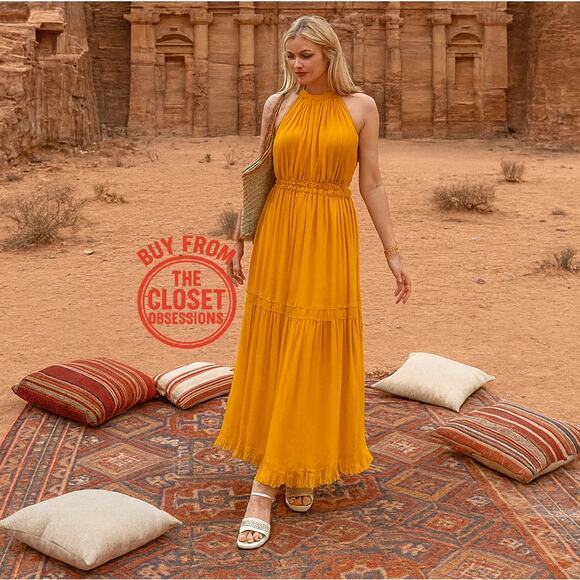 RARE!!! MANGO Halter Neck Maxi Dress NWT - Picture 3 of 16